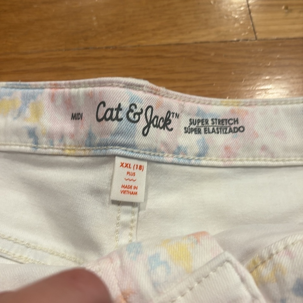 Cat & Jack Pink and Blue Jean Shorts with Distressed Hem - Picture 3 of 3